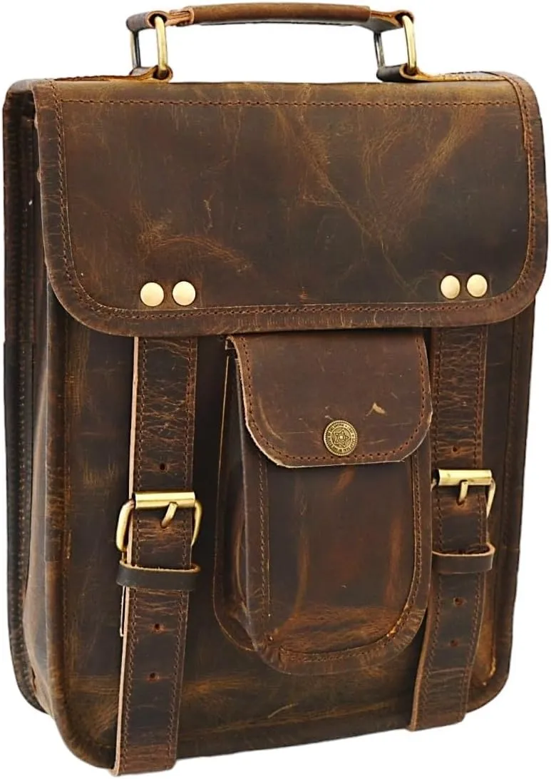 Men's Genuine Leather Small Briefcase Messenger Satchel Ipad Tab Tablet Bag 11 compatible with Apple product
