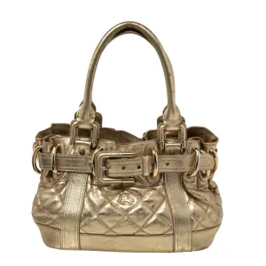 Metallic Gold Quilted Patent Leather Beaton Tote