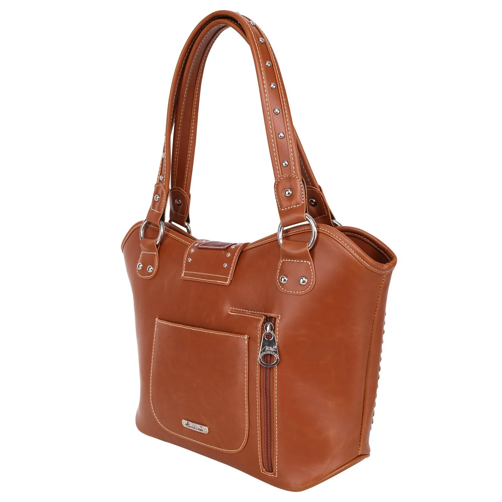 Montana West Concealed Carry Western Tooled Leather Purse and Wallet  - Brown