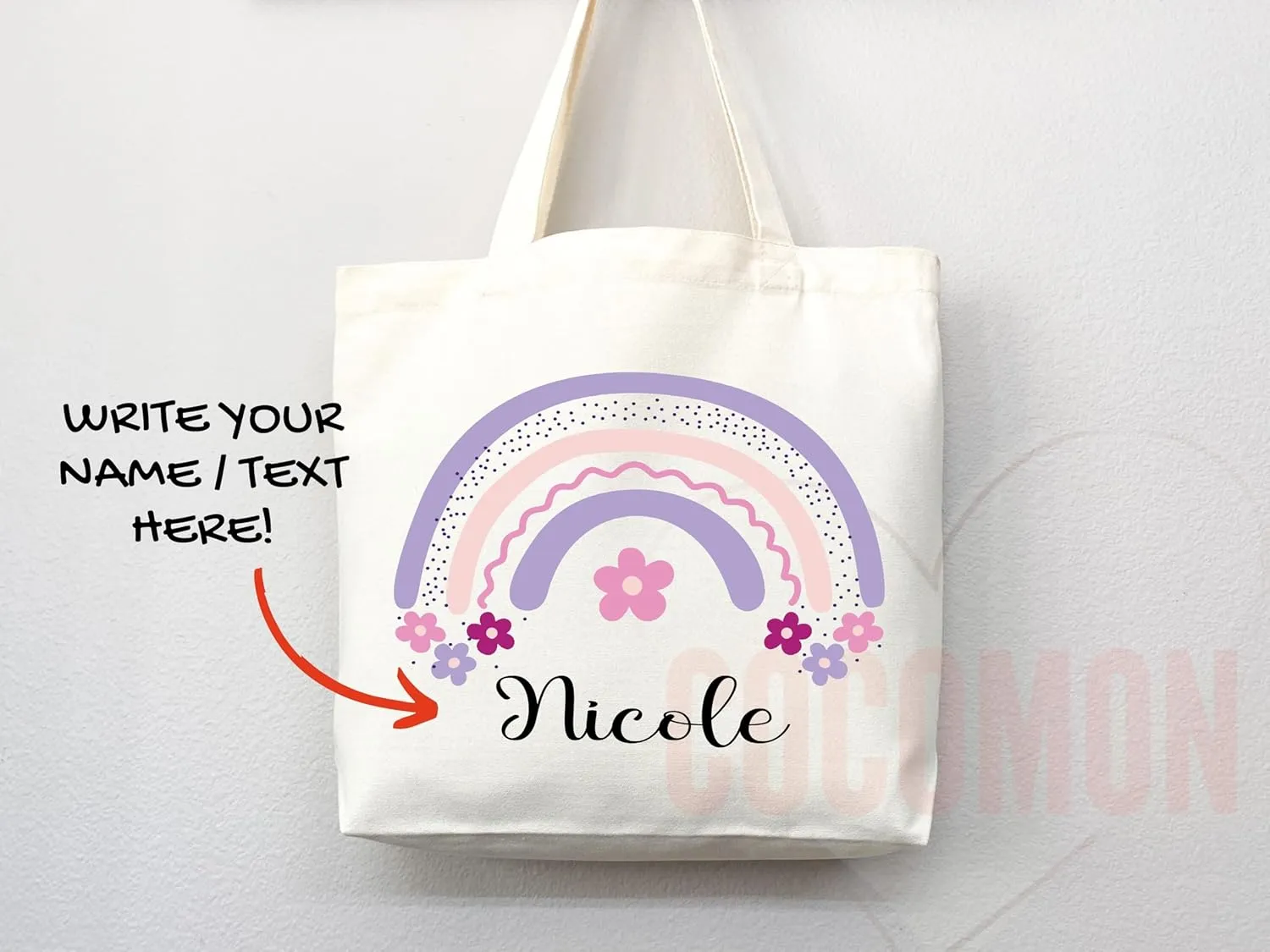 Personalized Custom Name Tote Bag - Custom Tote Shopper - Premium Canvas, Reusable, Eco-Friendly - Ideal Gift for Women, Bridesmaids, Teachers, Nurses - Customizable (Medium Bag)