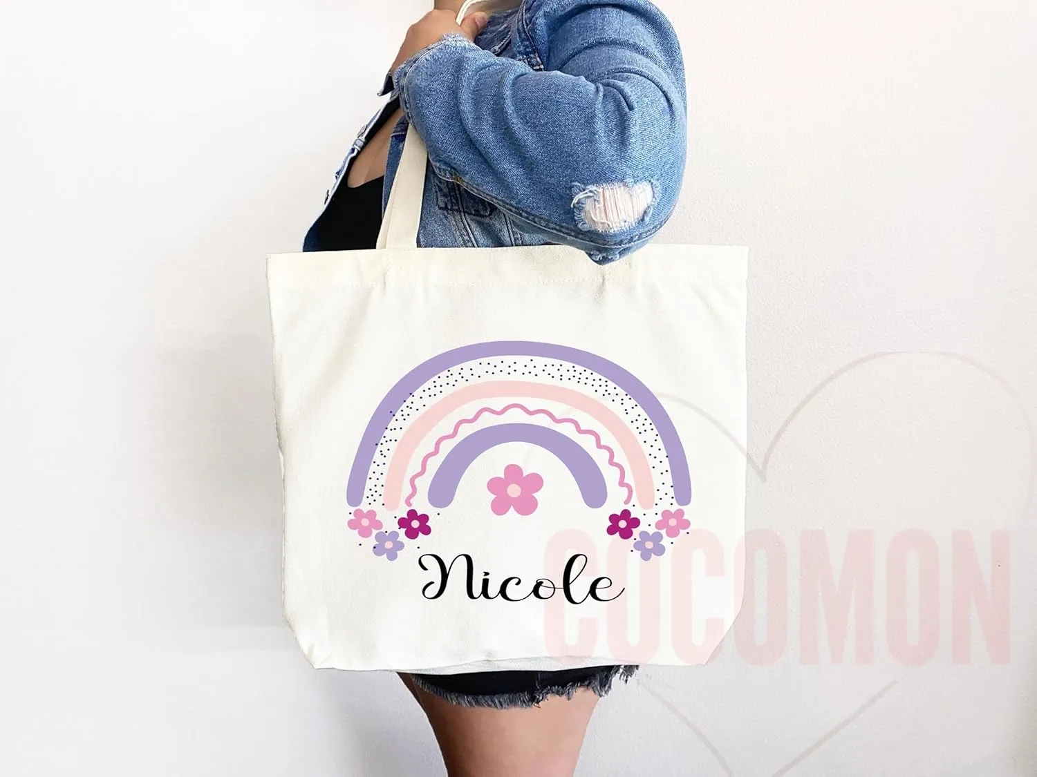 Personalized Custom Name Tote Bag - Custom Tote Shopper - Premium Canvas, Reusable, Eco-Friendly - Ideal Gift for Women, Bridesmaids, Teachers, Nurses - Customizable (Medium Bag)