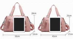 Personalized Duffel Bag for Women, Custom Bridesmaid Gift, Weekender Bag, Gym Bag, Cabin Bag, Bridal Gift Travel Bag, Waterproof Shoulder Bag, Pink (S, Pink)