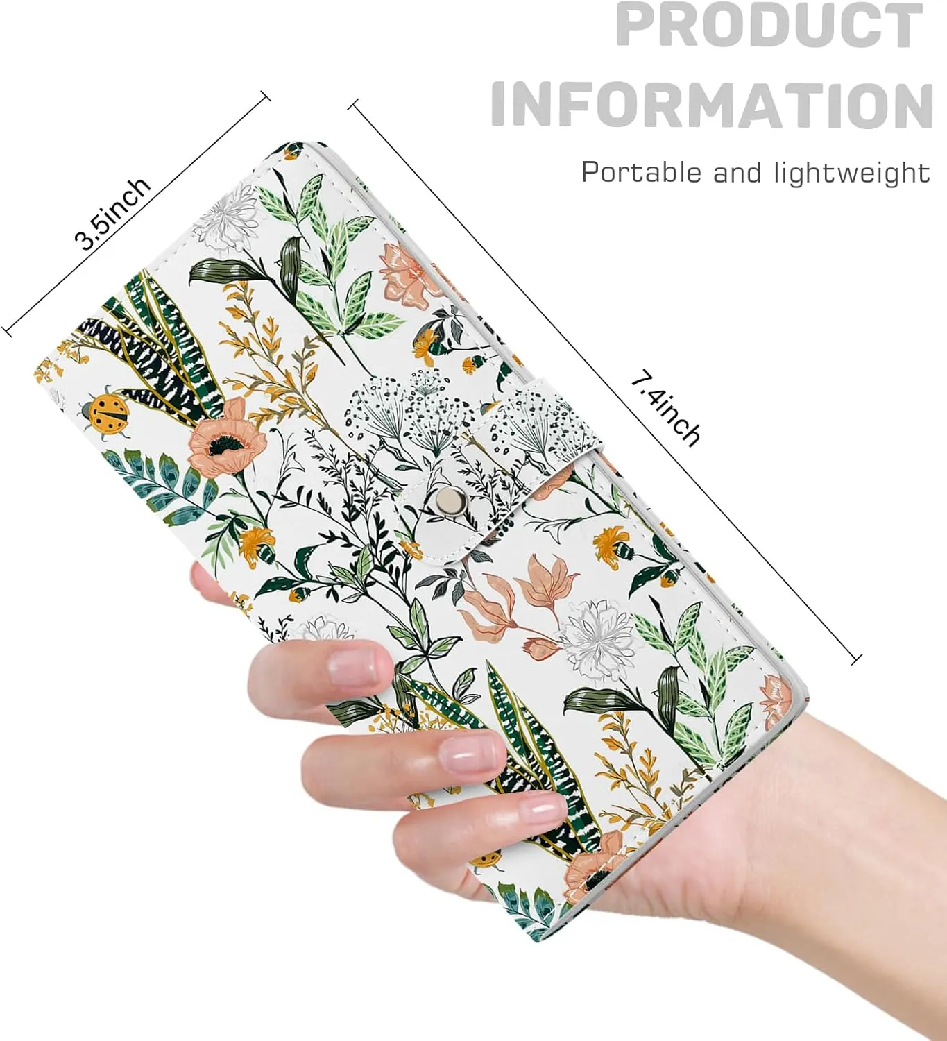 RFID Blocking Slim Womens Wallet, Bifold Credit Card Holder Purse with Zippered Coin Pocket Credit Card Slots, Secure Compact Purse for Everyday Use (Flower and Grass)