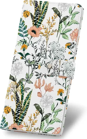 RFID Blocking Slim Womens Wallet, Bifold Credit Card Holder Purse with Zippered Coin Pocket Credit Card Slots, Secure Compact Purse for Everyday Use (Flower and Grass)