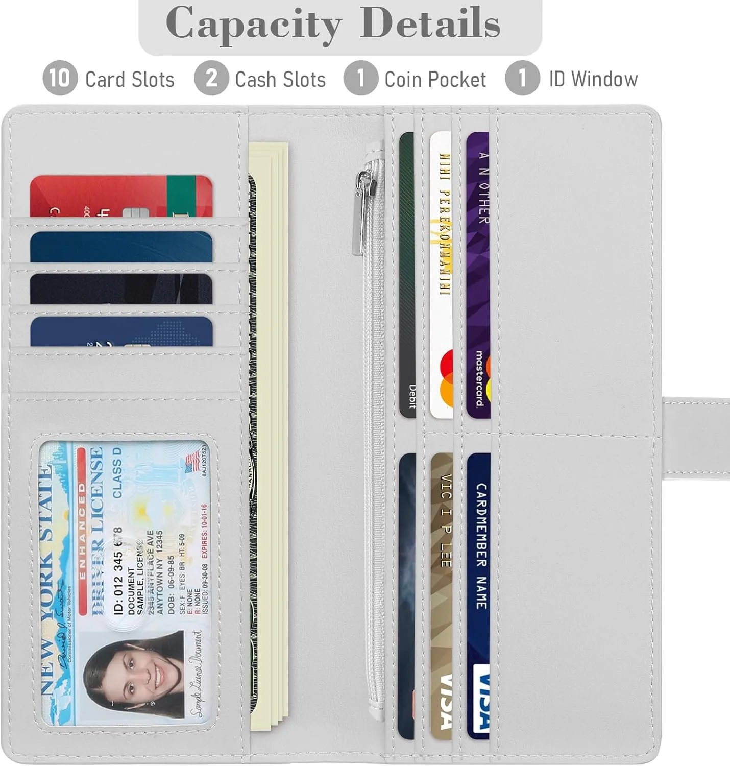 RFID Blocking Slim Womens Wallet, Bifold Credit Card Holder Purse with Zippered Coin Pocket Credit Card Slots, Secure Compact Purse for Everyday Use (Flower and Grass)