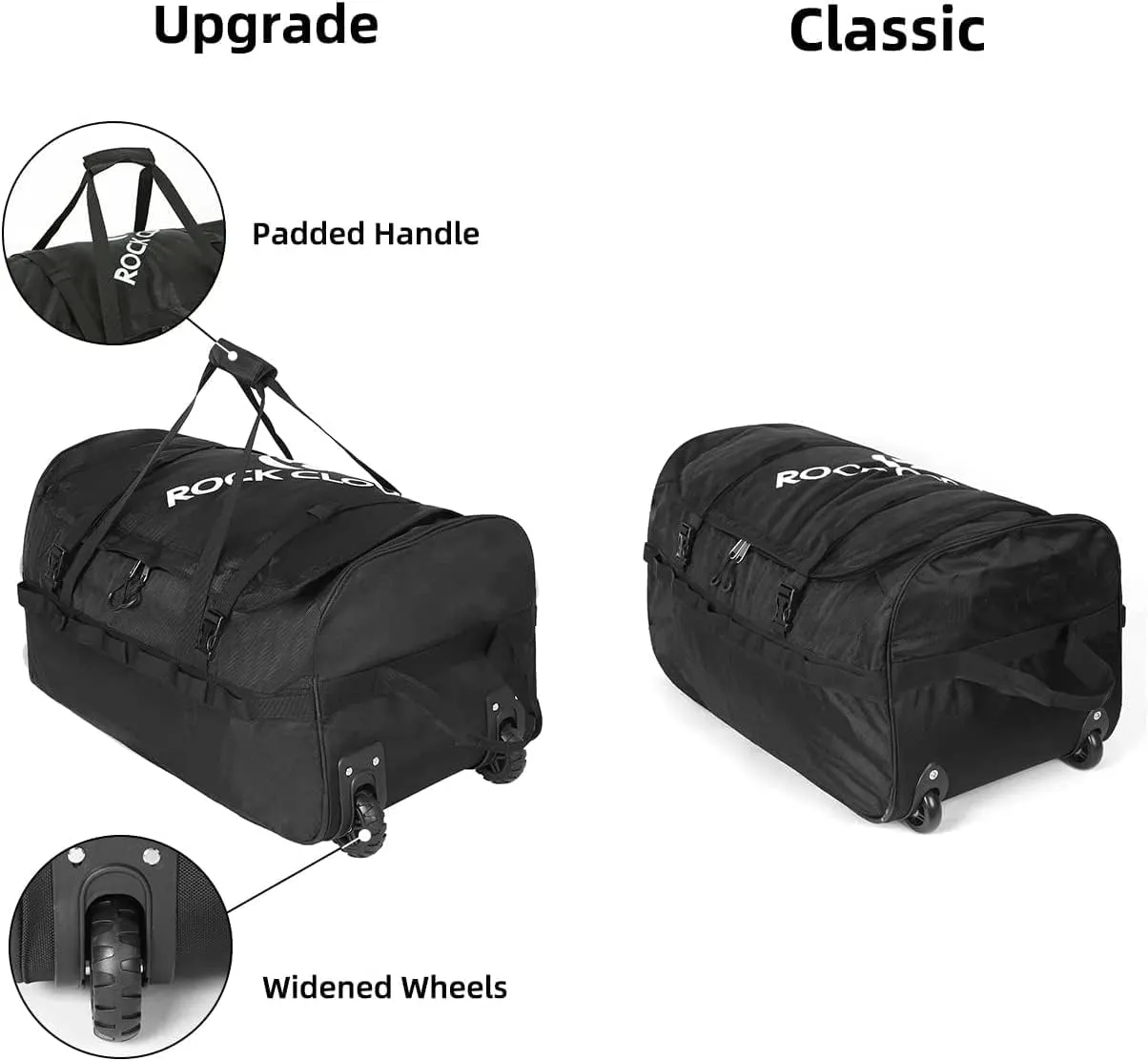 Rock Cloud Foldable Wheeled Duffel Bag with Wheels 110L Rolling Duffle Bag Packable 28 inch for Travel Camping Sports