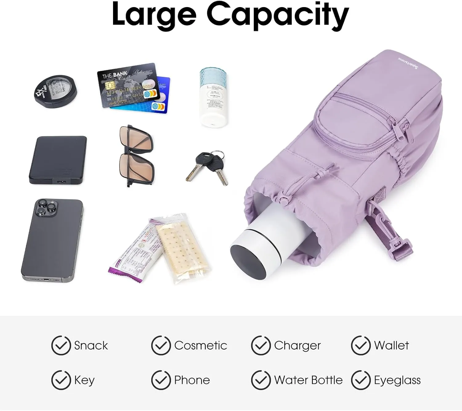 sportsnew Water Bottle Holder with Strap 32oz 40oz Insulated Water Bottle Carrier Sling Bag with Phone Pocket Crossbody