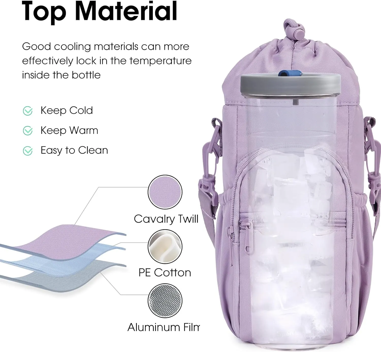 sportsnew Water Bottle Holder with Strap 32oz 40oz Insulated Water Bottle Carrier Sling Bag with Phone Pocket Crossbody