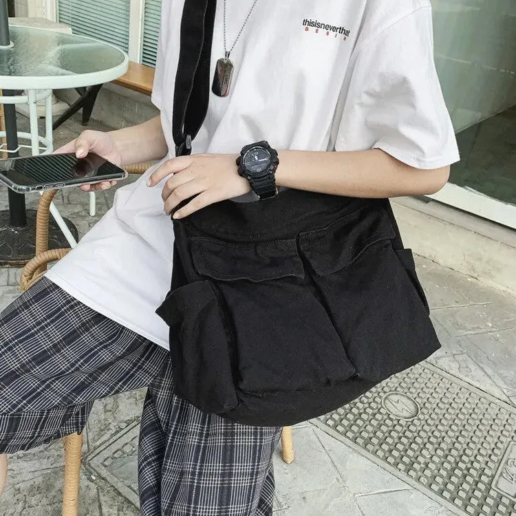 Student Large-Capacity Canvas Shoulder Tote School Messenger Crossbody Travel Bag