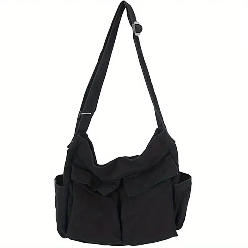 Student Large-Capacity Canvas Shoulder Tote School Messenger Crossbody Travel Bag
