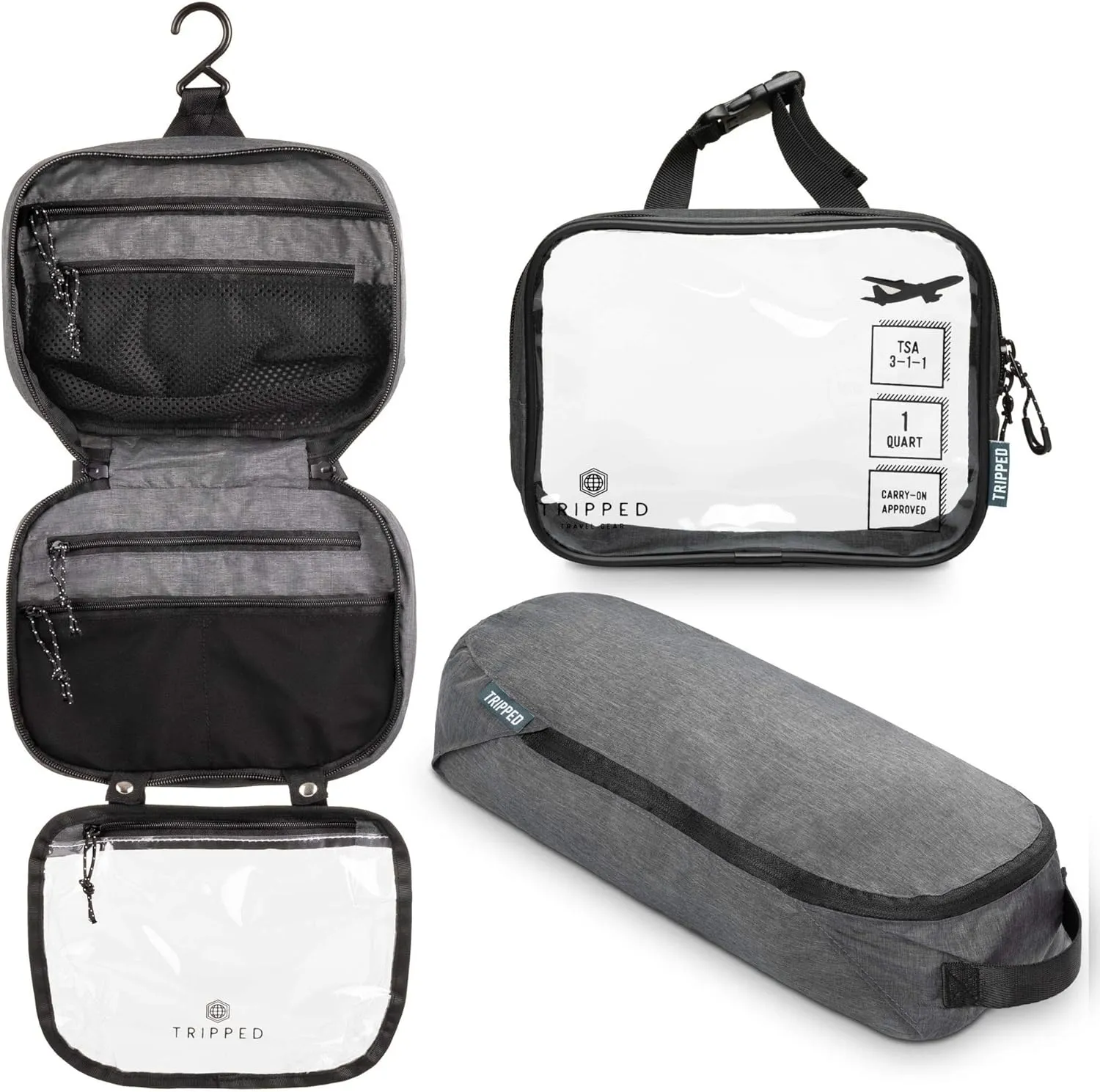 Toiletry Bag Kit Set: Hanging Travel Toiletry Bag   311 TSA Cosmetic Liquid Bag   Ultralight Accessory Organizer Pouch